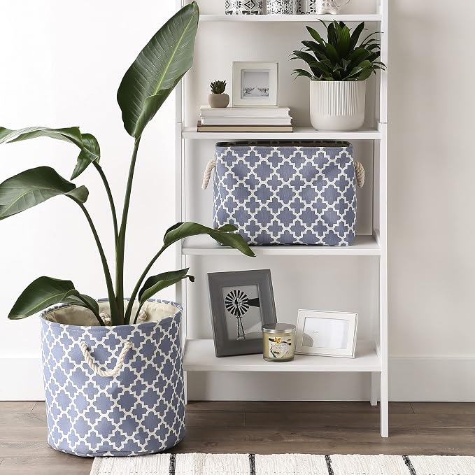 DII Polyester Container with Handles, Lattice Storage Bin, Stonewash Blue - Image 6