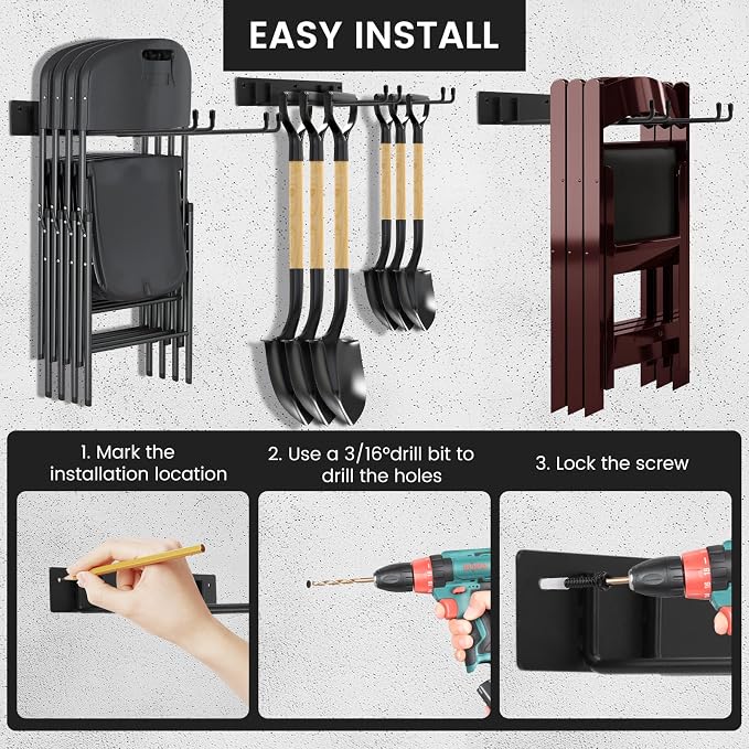 Folding Chair Rack, Metal Folding Chair Storage Rack - Image 6