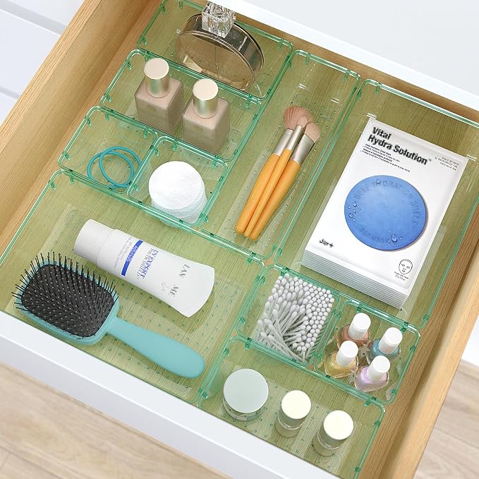 23 PCS Clear Plastic Drawer Organizers Set, 4 Size Desk Drawer Organizer Trays - Image 5