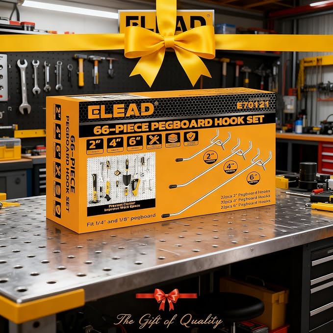 ELEAD 66-Piece 2/4/6 Inch Pegboard Hooks, Heavy Duty Peg Board Organizer - Image 8