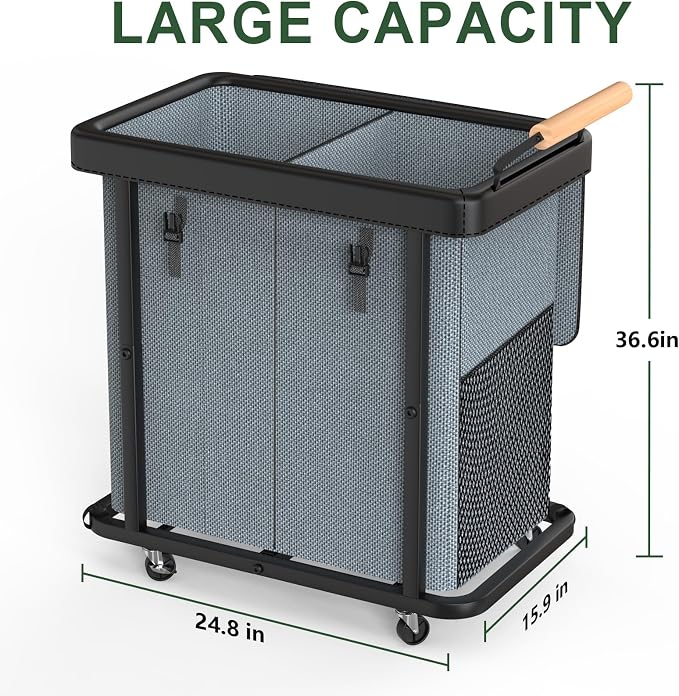 190L Extra Large Fashion Laundry Hamper 2 Section - Image 6