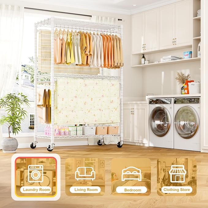 P5 Plus Rolling Clothes Rack Heavy Duty, Clothing Racks - Image 7
