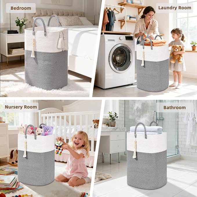 Woven Laundry Basket for Clothes, 100L Large Rectangle Laundry Hampers - Image 5