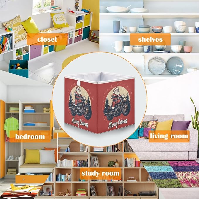 senya Large Storage Bins Motorcycle Santa Collapsible Foldable Storage Cubes - Image 6