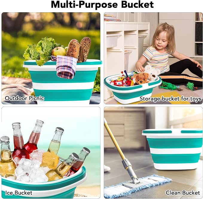 Large Collapsible Mop Bucket, 16L Plastic Bucket - Image 6
