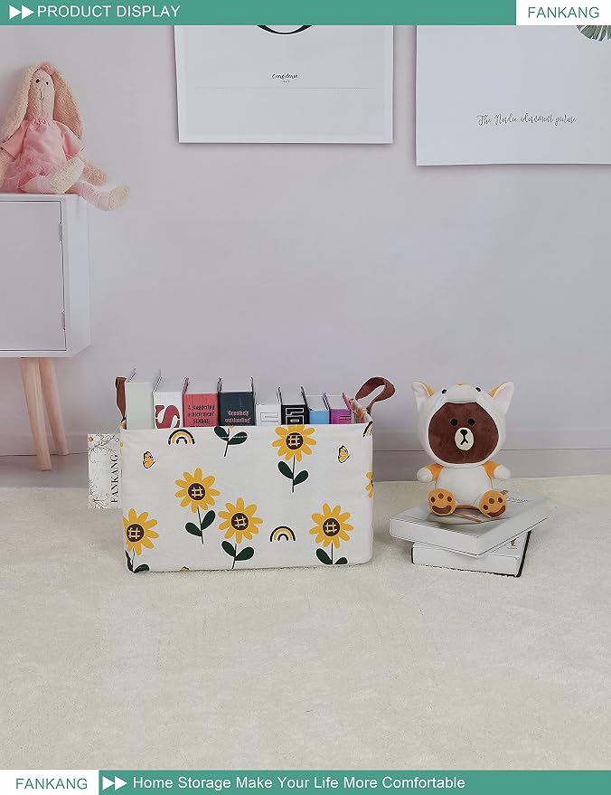 FANKANG Storage Bins, Nursery Hamper Canvas Laundry Basket Foldable - Image 3