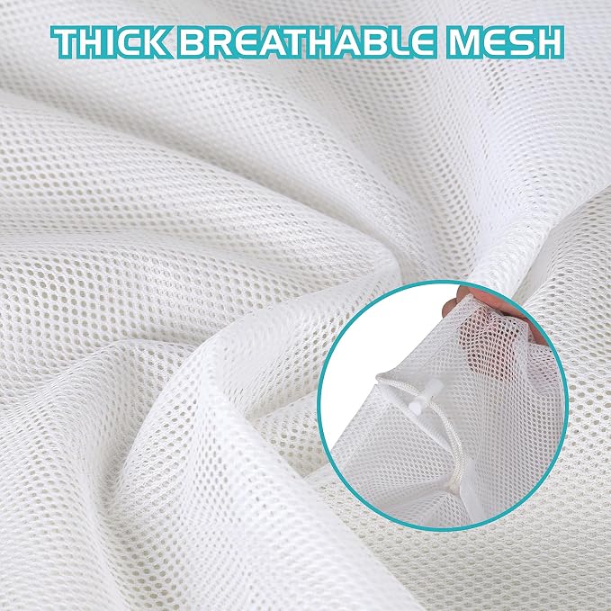 2 Pack Large Mesh Laundry Bag, 27×36inch White Laundry Hamper Liner, Heavy Duty - Image 3
