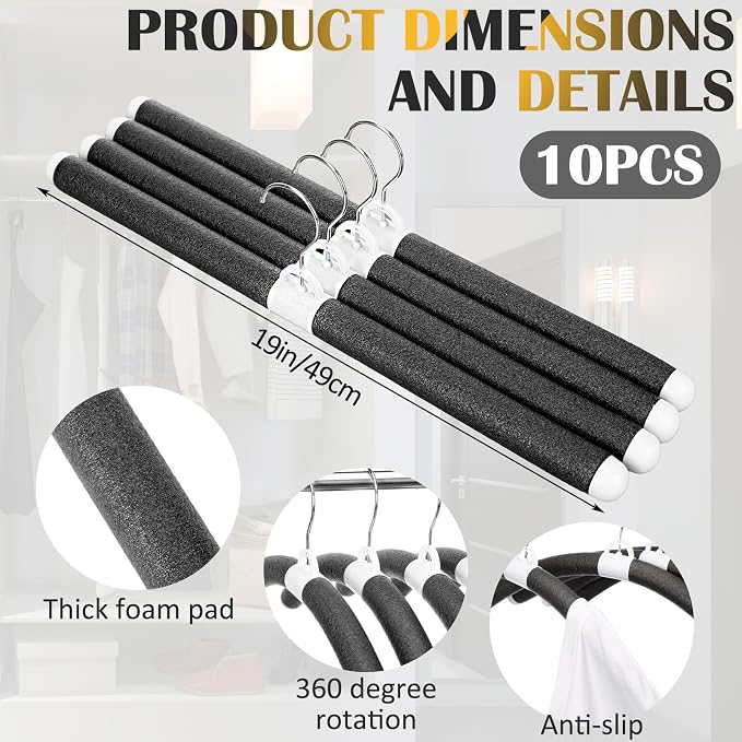 Maxdot 10 Pcs Padded Bendable Hanger 19" No Shoulder Bump Sweater Coat Hangers - Image 2