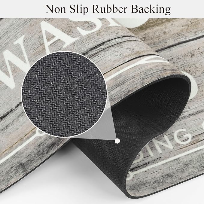 Pauwer Laundry Room Rug Runner 20"x60" Waterproof Rubber Laundry Mat Non Slip - Image 4