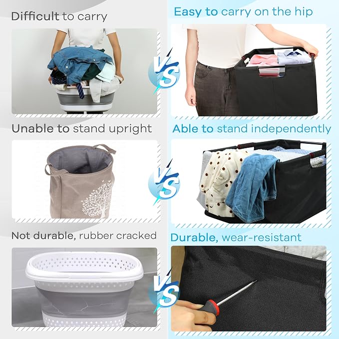 Large Laundry Basket with handle 2 Pack, Laundry Room Organization, 64L - Image 2