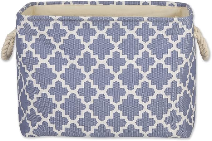 DII Polyester Container with Handles, Lattice Storage Bin, Stonewash Blue - Image 2