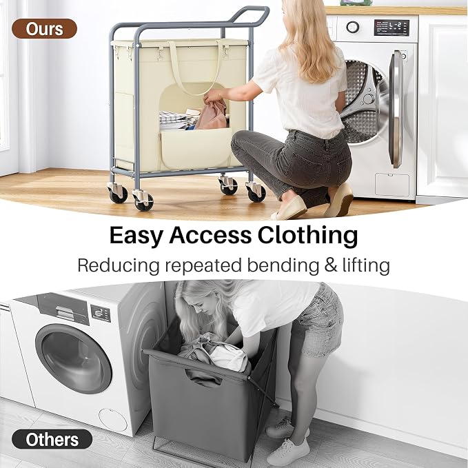 Laundry Basket with Wheels, 150L Large Rolling Laundry Hamper, Heavy-Duty - Image 3