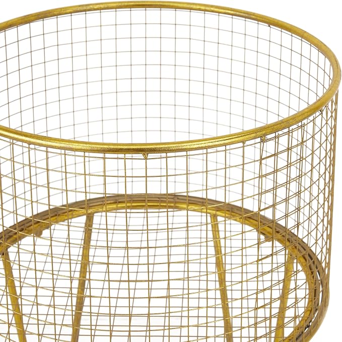 Deco 79 Metal Storage Cart Deep Set Metal Mesh Laundry Basket - Image 2