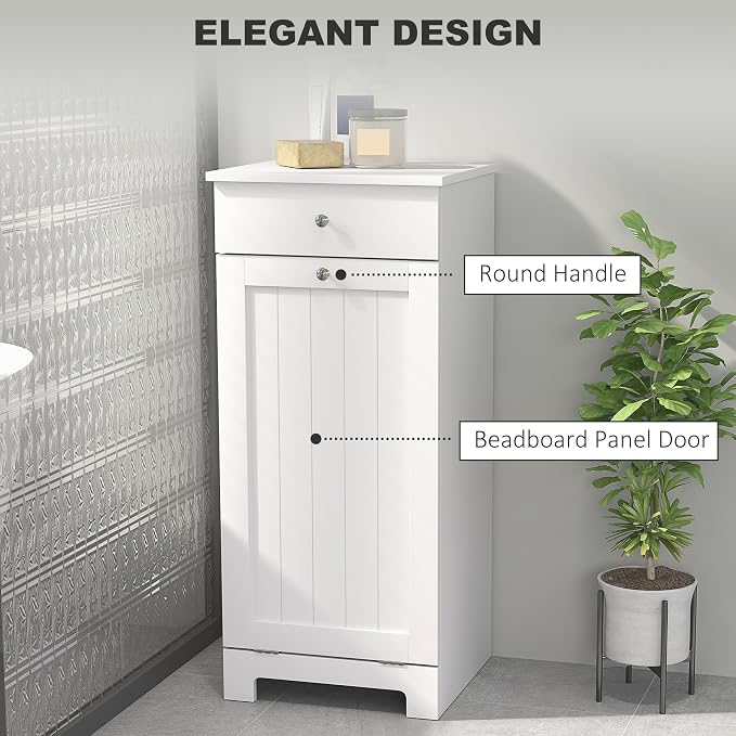 HOMCOM Laundry Cabinet with Removable Basket, Tilt Out Laundry Hamper with - Image 7