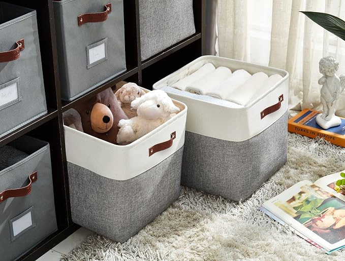 DECOMOMO 13 Inch Cube Storage Bins, Fabric Storage Cube, Basket - Image 2