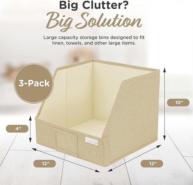 Trapezoid Storage Bins – 3-Pack Closet Shelf Organizer & Baskets, Open Front Bin - Image 4