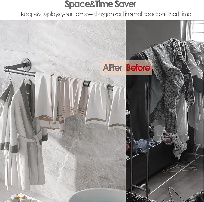 Industrial Pipe Clothing Rack, 41 Inch, Clothes Racks - Image 5