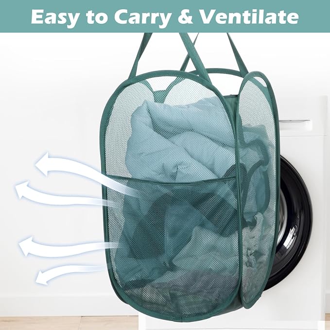 4 Pcs Foldable Mesh Popup Laundry Hamper, Handy Laundry Basket - Image 7