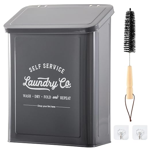 Magnetic Lint Bin for Laundry Room, Wall Mounted Lint Trash can by Monjita
