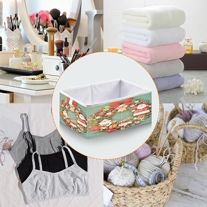 senya Large Storage Bins Wreath Two Collapsible Foldable Storage Cubes Fabric - Image 5