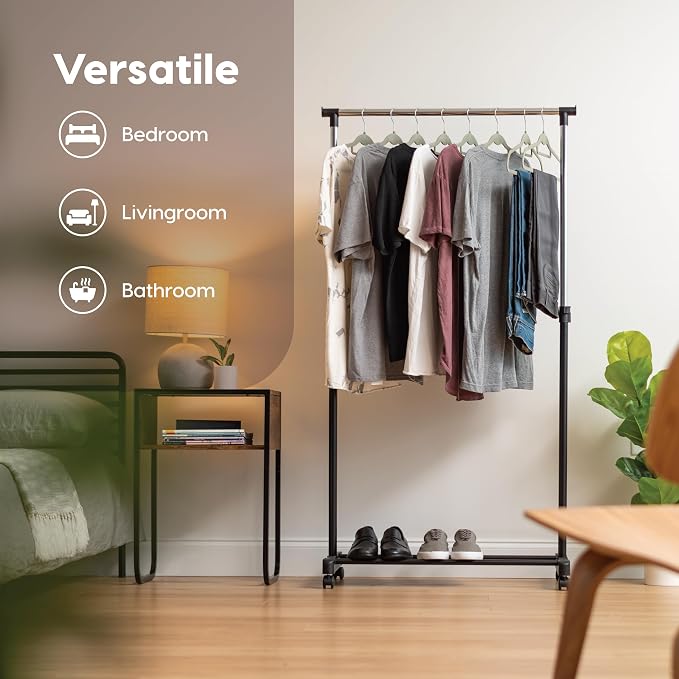 IRIS USA Clothes Rack, Portable Single-Rod Height Adjustable - Image 4
