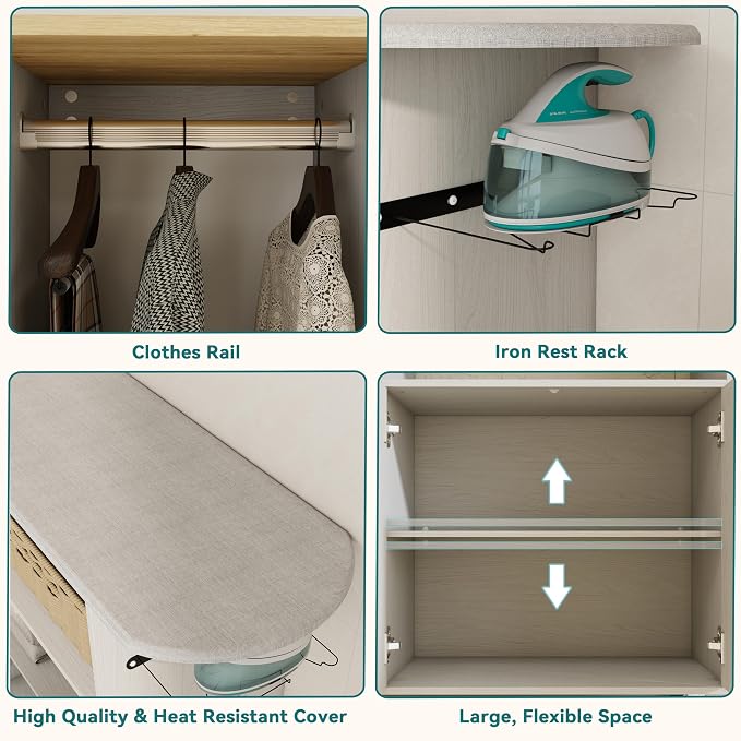 Ironing Cart with Rolling Ironing Board, Compact Ironing Solution - Image 7