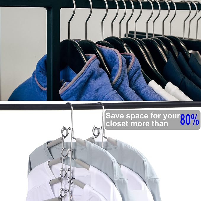 Clothes Hanger Space Saver: 2 Pack 5 in 1 Multiple Hangers - Image 4