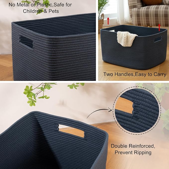 OIAHOMY 75L Large Blanket Basket, Woven Storage Basket - Image 4