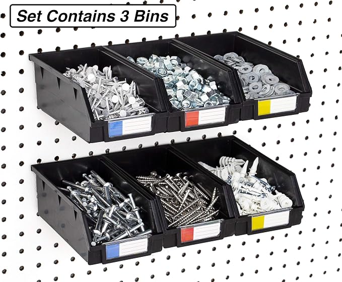 Pegboard Bins – 3 Pack Black Extra Large - Image 3