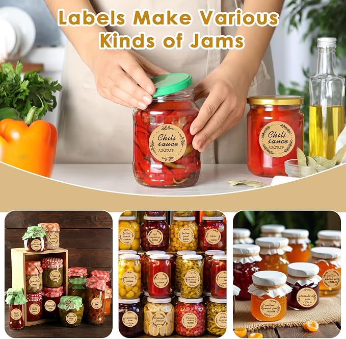 500pcs Canning Stickers Jam and Jelly Jar Labels, Gift Tags 4 Different Wreath - Image 5