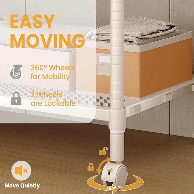 Rolling Clothes Rack, Heavy Duty Garment Clothing Rack - Image 5