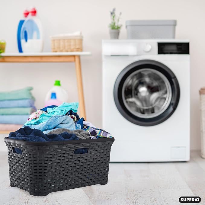 Superio Laundry Basket Wicker Style Storage Hamper Basket - Image 7