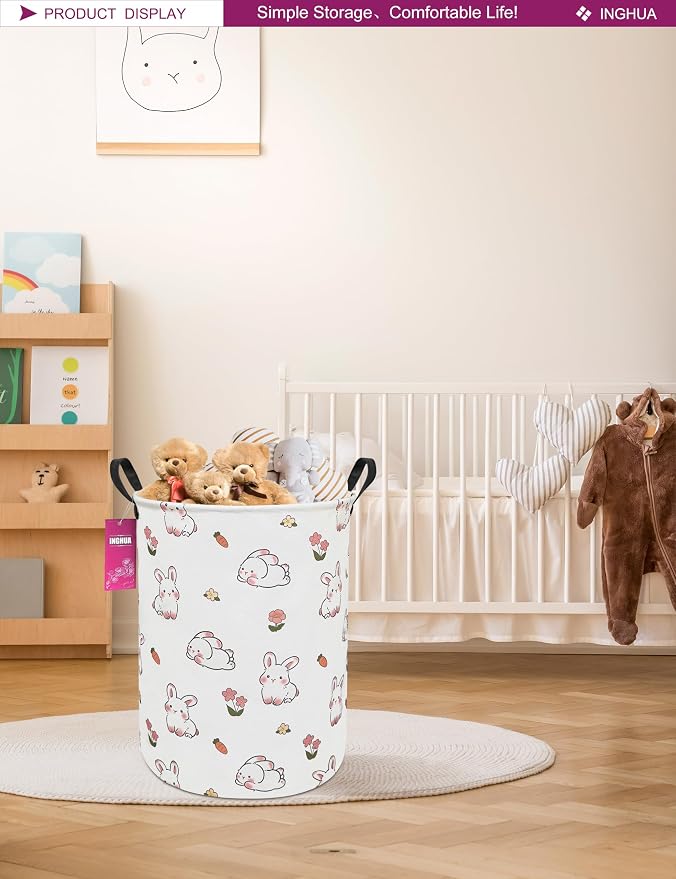 Laundry Hamper Large Canvas Fabric Lightweight Storage Basket/Toy - Image 5