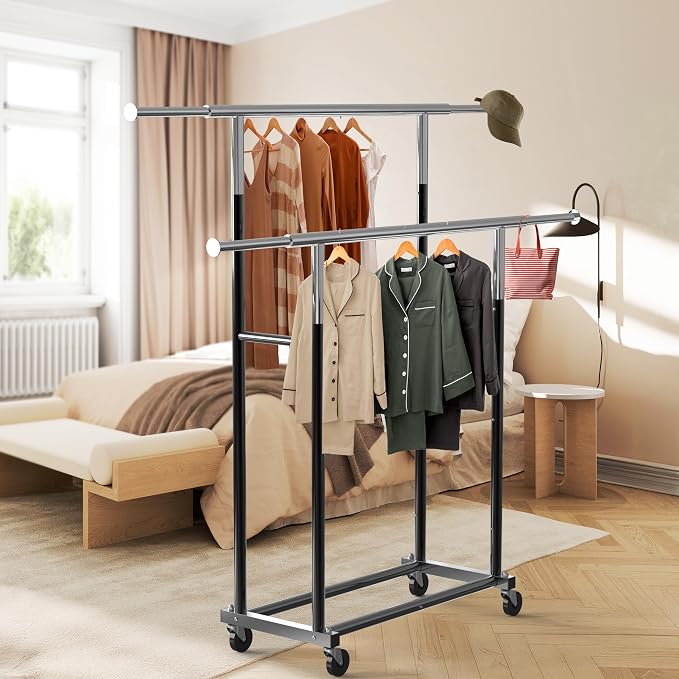 Simple Houseware Standard Double Rod Garment Rack - Image 3