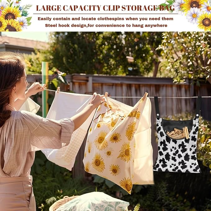 2 Pcs Cow Print Clothespin Bag - Image 6
