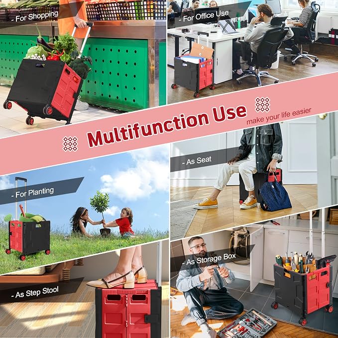 FELICON Folding Utility Cart Portable Rolling Crate Handcart - Image 7
