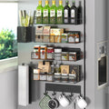 Magnetic Spice Rack for Refrigerator, 7 Pack Metal Shelf Black, Moveable by DTUQYX