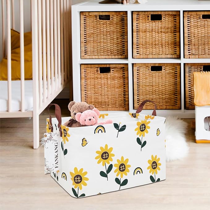 FANKANG Storage Bins, Nursery Hamper Canvas Laundry Basket Foldable - Image 4