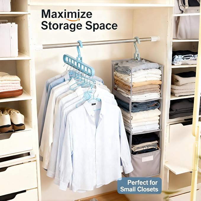 【9-Space Saving Hangers】, 【Heavy Duty PP Plastic】 【Cascading Hanger Organizer 】 - Image 7