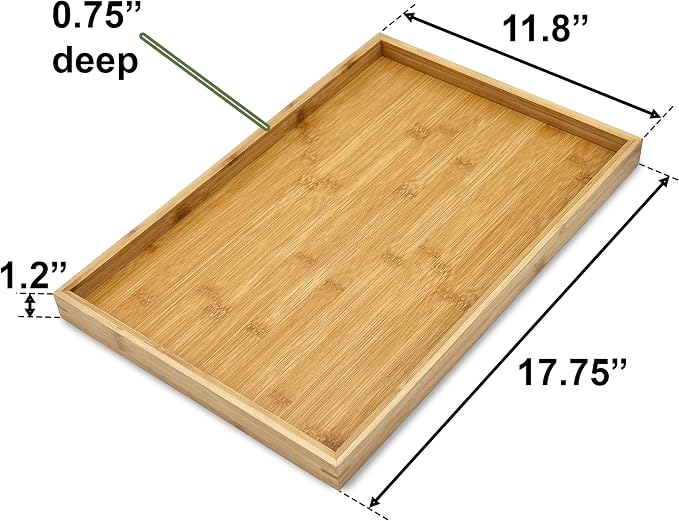 Bam & Boo Natural Bamboo Serving Tray Modern Rectangular - Image 4