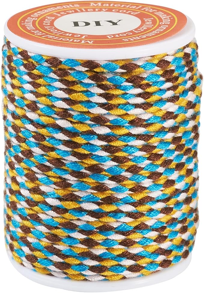 1.5 mm Braided Cotton Cord Macrame Metallic Colorful Thread 4-Ply Twisted by Sparkeads