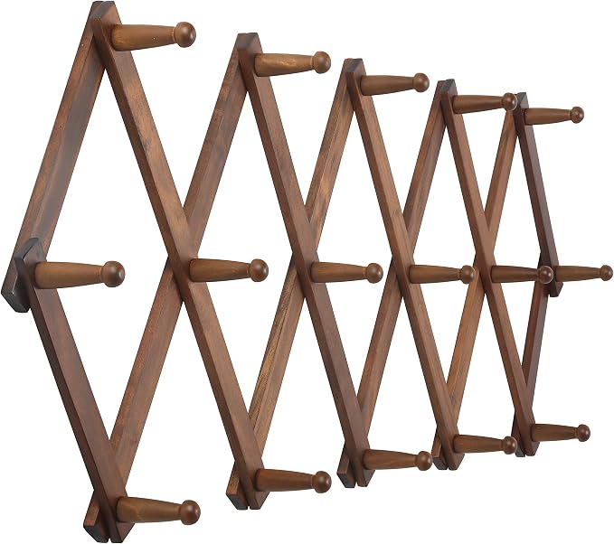 WEBI Accordion Wall Hanger, Wooden Coat Rack Wall Mounted, Hat & Cap Hook Rack - Image 7