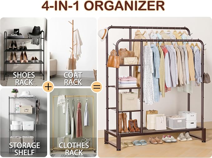 Double Rods Clothes Rack Clothing Rack - Image 4
