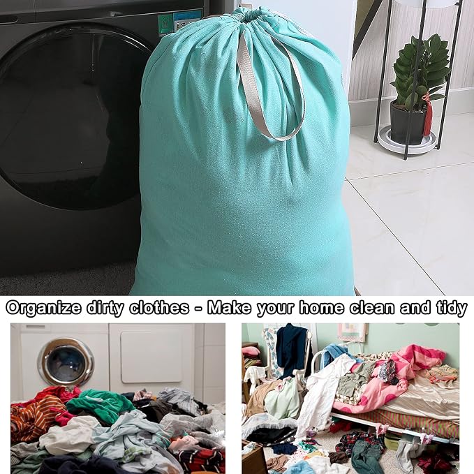 Heavy Duty Laundry Bag with Drawstring and Handle, Extra Large Travel Dirty - Image 6