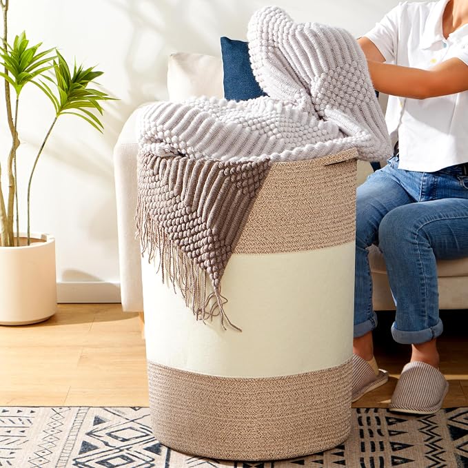 90L Jumbo Woven Laundry Hamper, Tall Baby Nursery Hamper - Image 3
