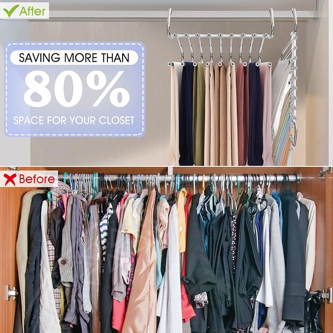 Upgrade 9 Layers Pants Hangers Space Saving, 2 Pack Multifunctional Pants Rack - Image 4