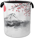 Japanese Mountain Sun Laundry Basket, Foldable Oxford Cloth Cherry Blossoms by Unknown