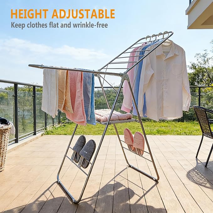 Clothes Drying Rack Foldable -Height Adjustable Laundry Drying Rack Large Space - Image 5