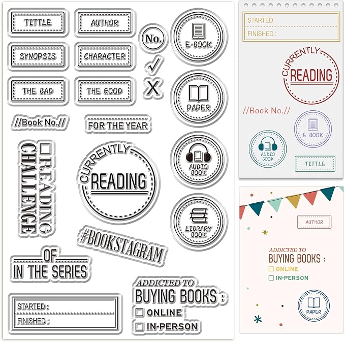 CRASPIRE Reading Diary Stamps Book Reads Label Clear Stamps Bookstore Bookshelf by CRASPIRE
