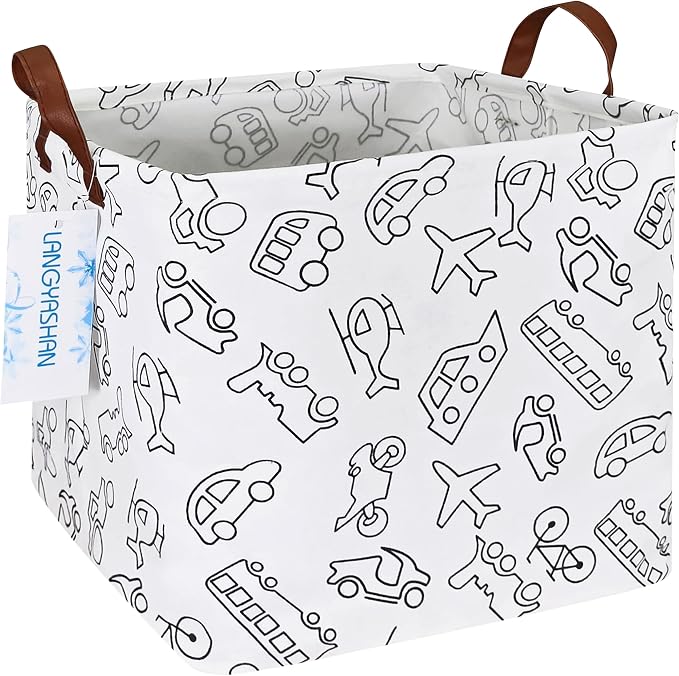 LANGYASHAN Square Storage Baskets Waterproof Canvas Children Laundry Nursery by LANGYASHAN